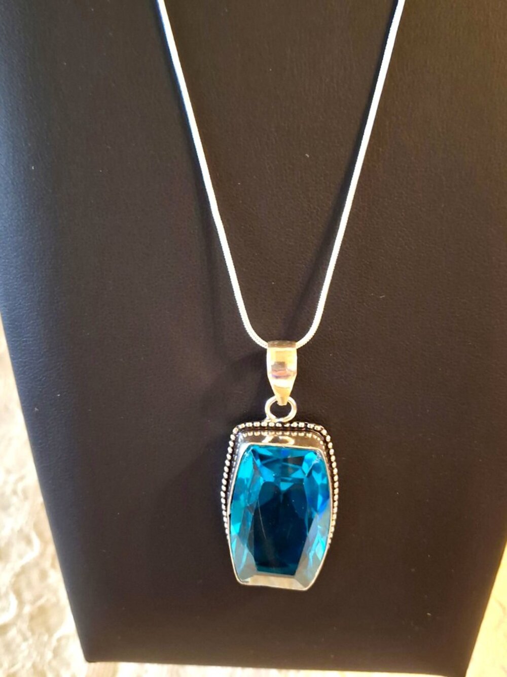 Handmade Blue Topaz Ethnic Gemstone Necklace NWOT 326 - Picture 2 of 4